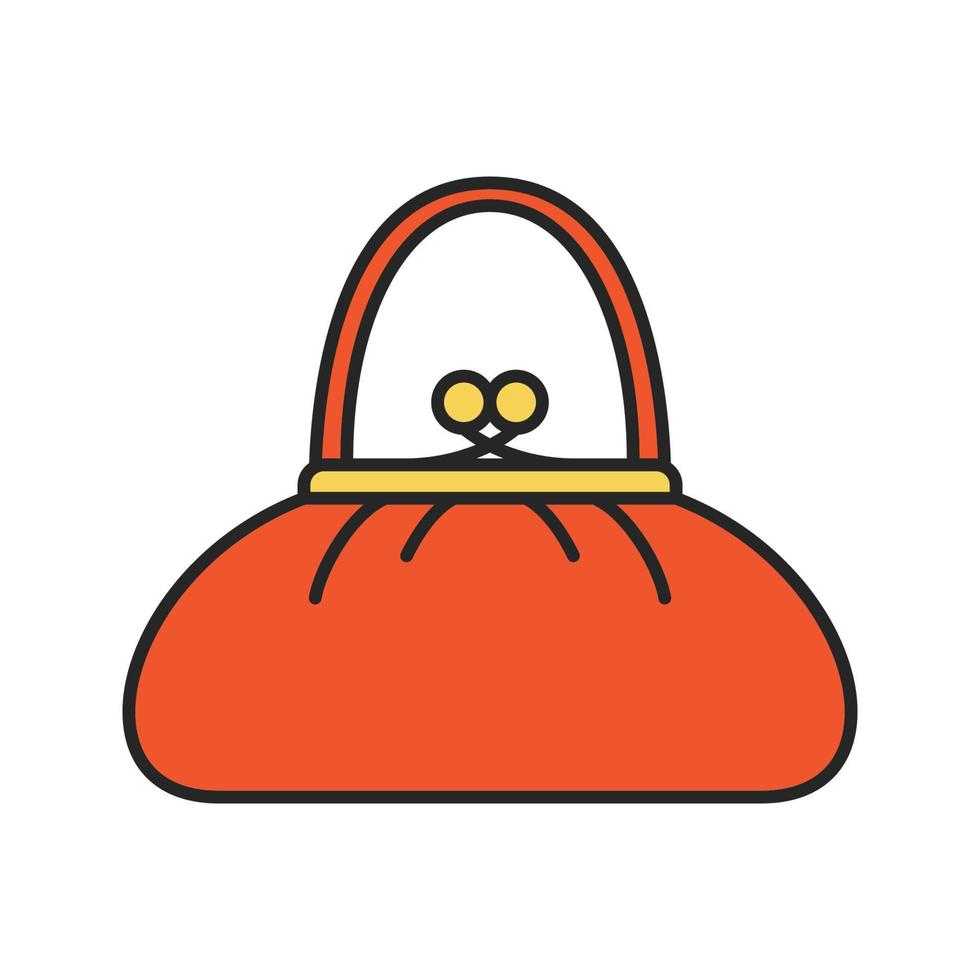 Women's purse color icon. Handbag. Isolated vector illustration