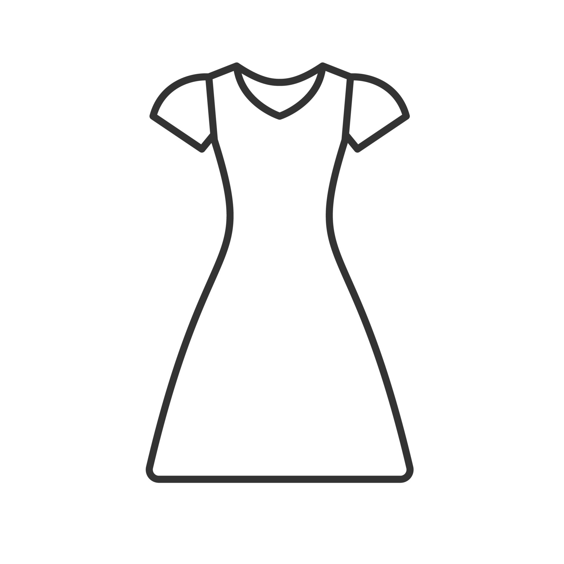 Premium Vector  Girl dress with a lush skirt outline for coloring on a  white background