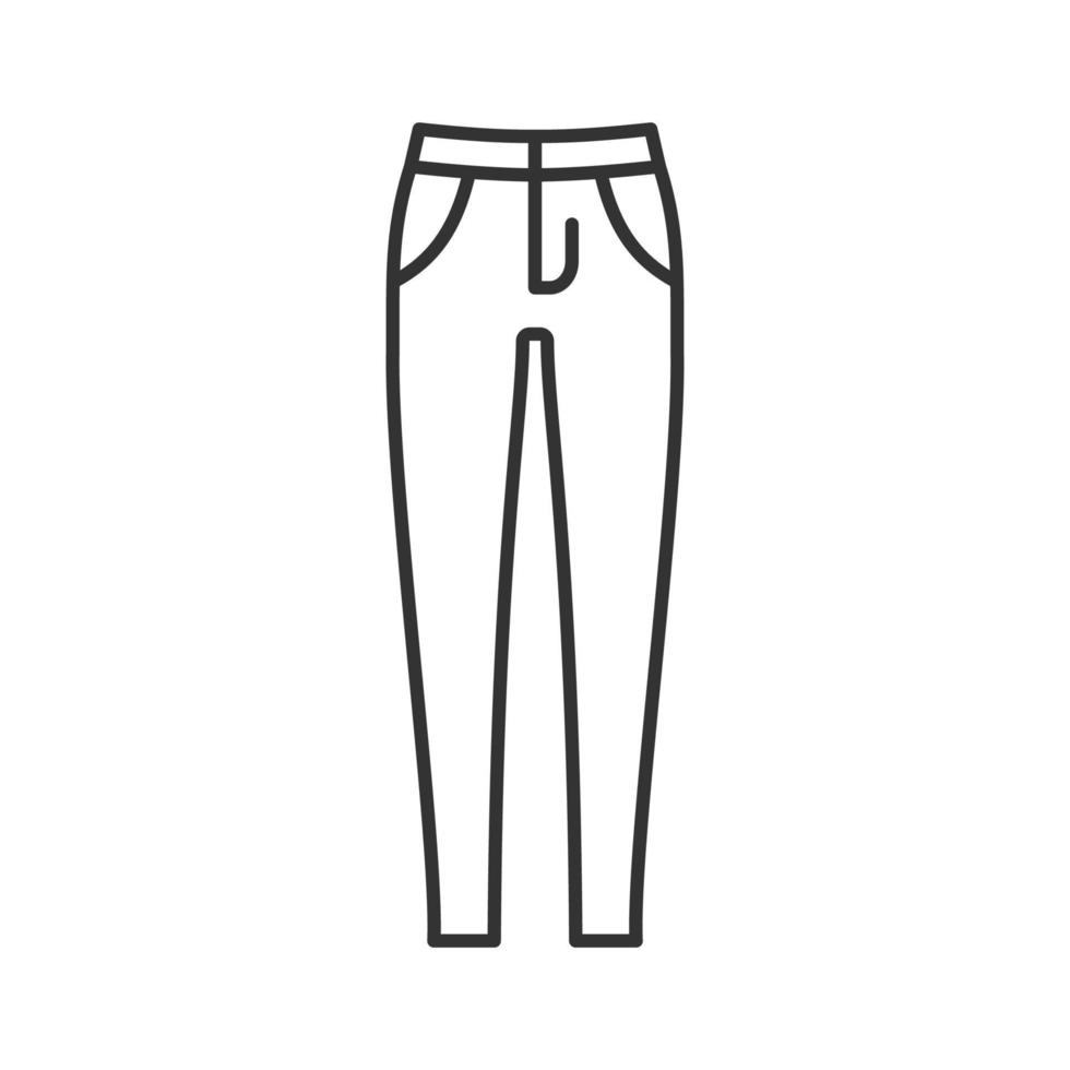Women's jeans linear icon. Thin line illustration. Trousers contour symbol. Vector isolated outline drawing