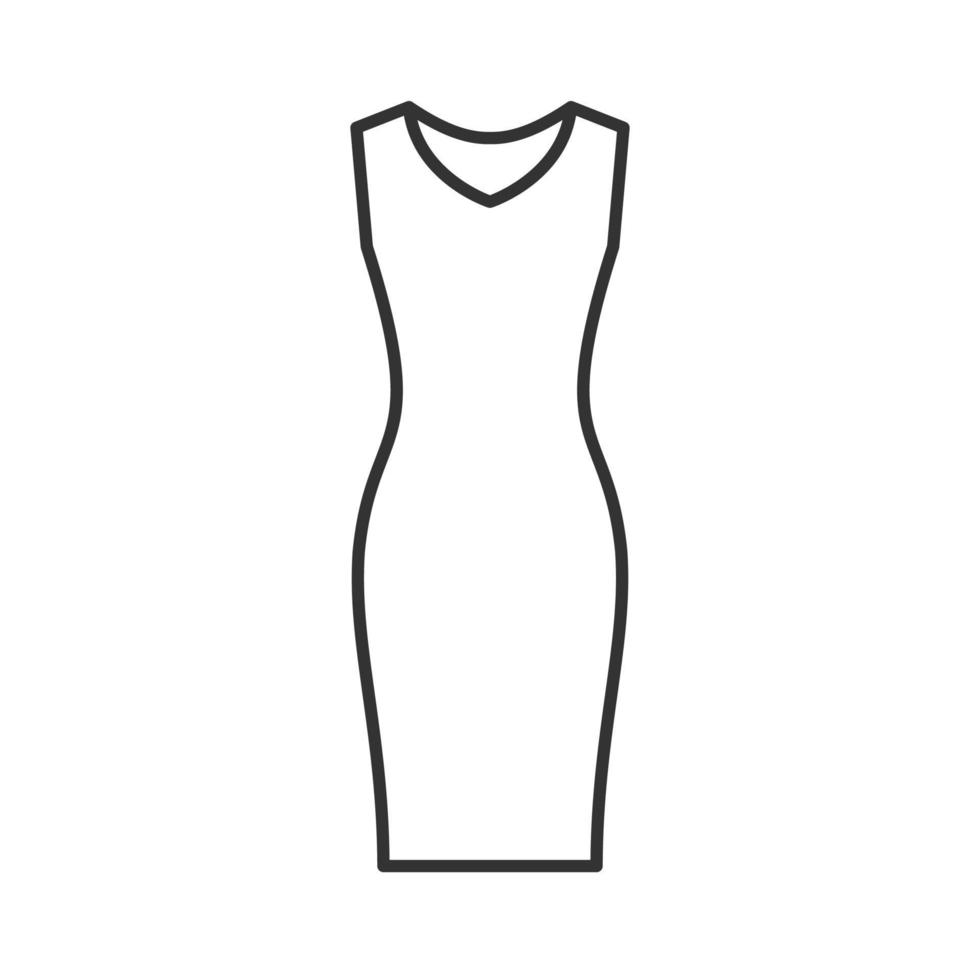 Evening dress linear icon. Thin line illustration. Women's sleeveless gown contour symbol. Vector isolated outline drawing