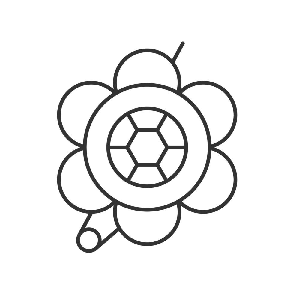 Brooch linear icon. Thin line illustration. Flower shape brooch contour symbol. Vector isolated outline drawing