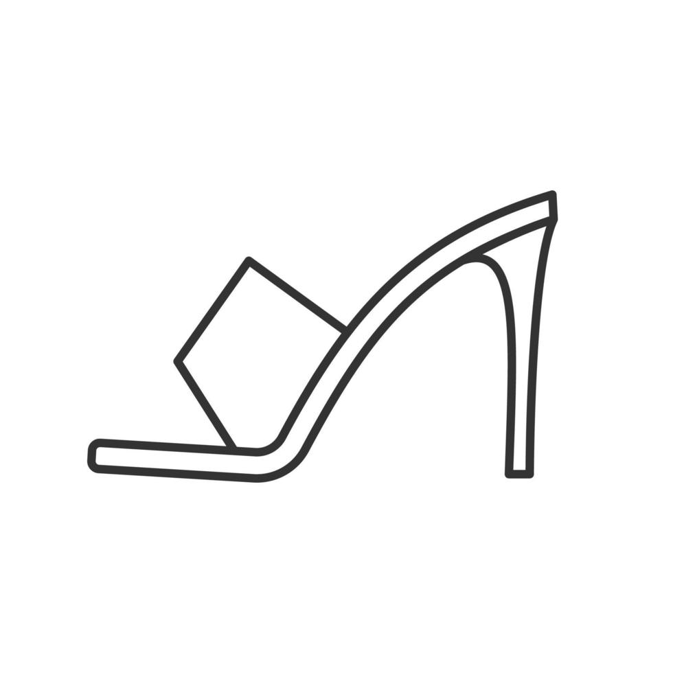 High heel shoe linear icon. Thin line illustration. Contour symbol. Vector isolated outline drawing