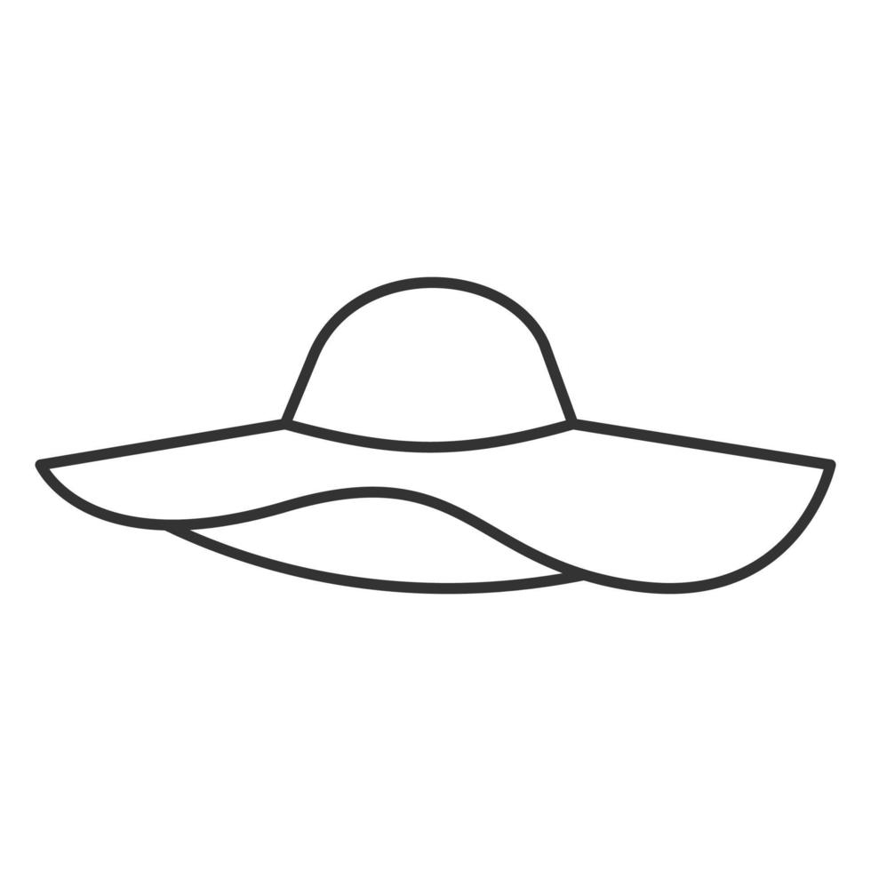 Women's beach hat linear icon. Thin line illustration. Contour symbol. Vector isolated outline drawing