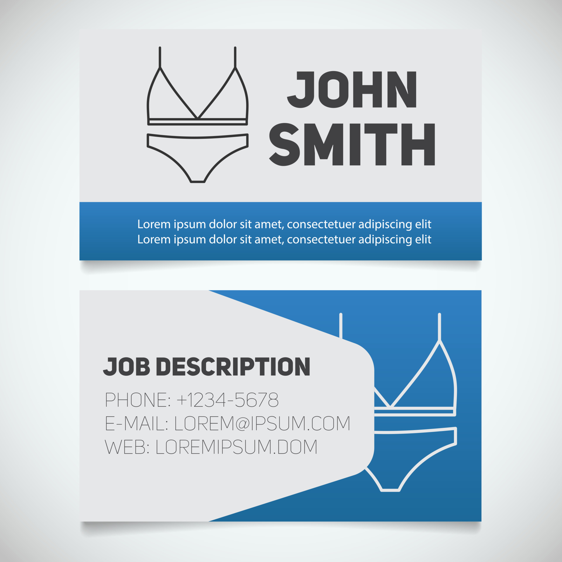 Business card print template with bra and panties logo. Women's underwear  shop. Stationery design concept. Vector illustration 4459081 Vector Art at  Vecteezy