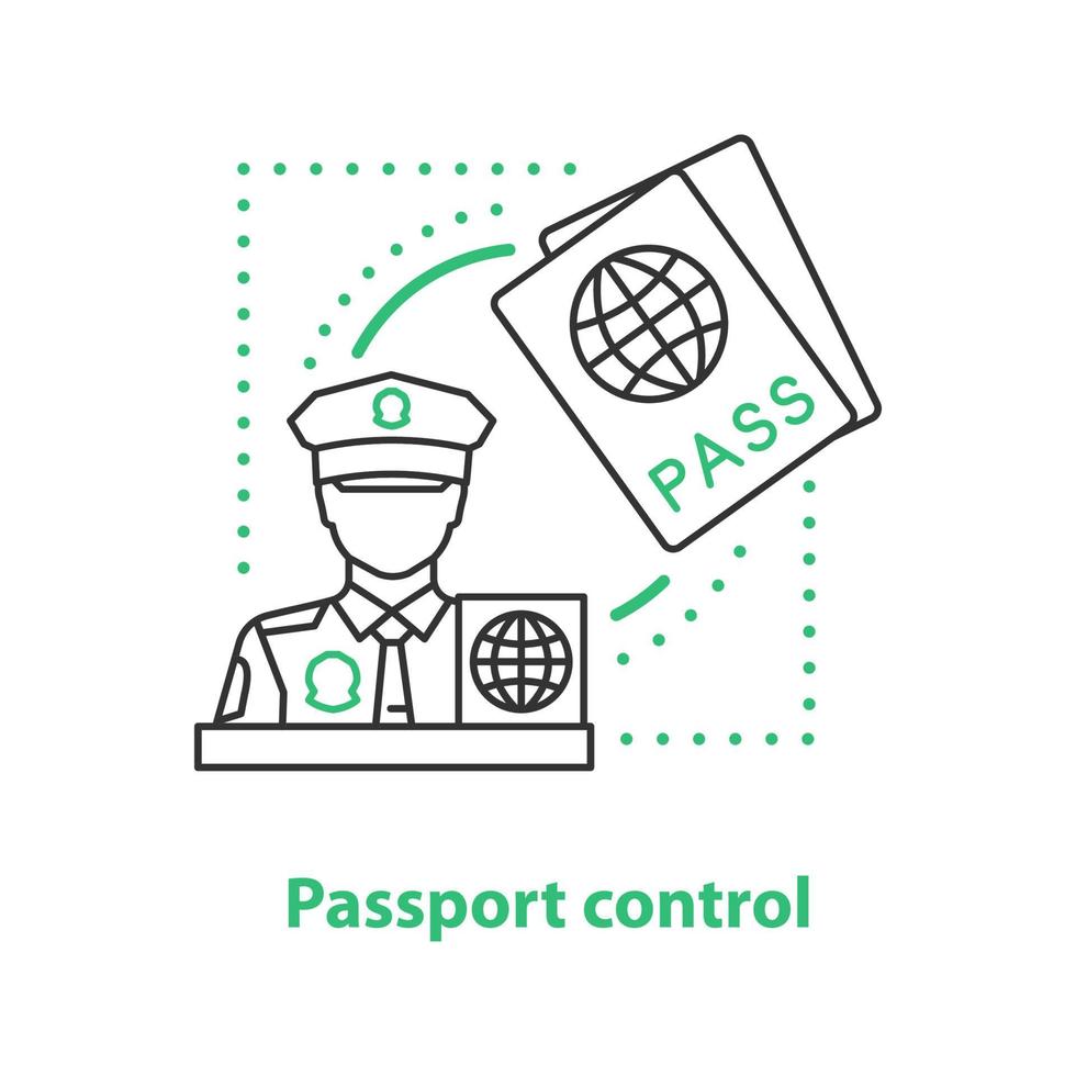 Pass control service concept icon. Security control idea thin line illustration. Border protection. Vector isolated outline drawing