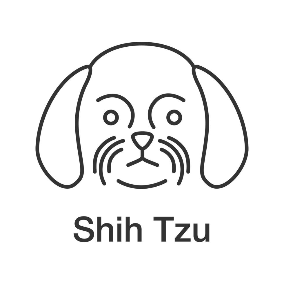 Shih Tzu linear icon. Thin line illustration. Chrysanthemum dog breed. Contour symbol. Vector isolated outline drawing