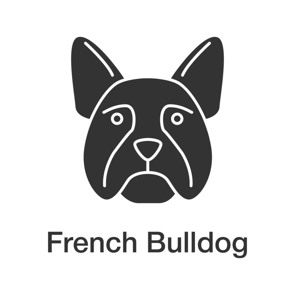 icono de glifo de bulldog francés. símbolo de silueta. frenchie. raza de perro de utilidad. espacio negativo. vector ilustración aislada