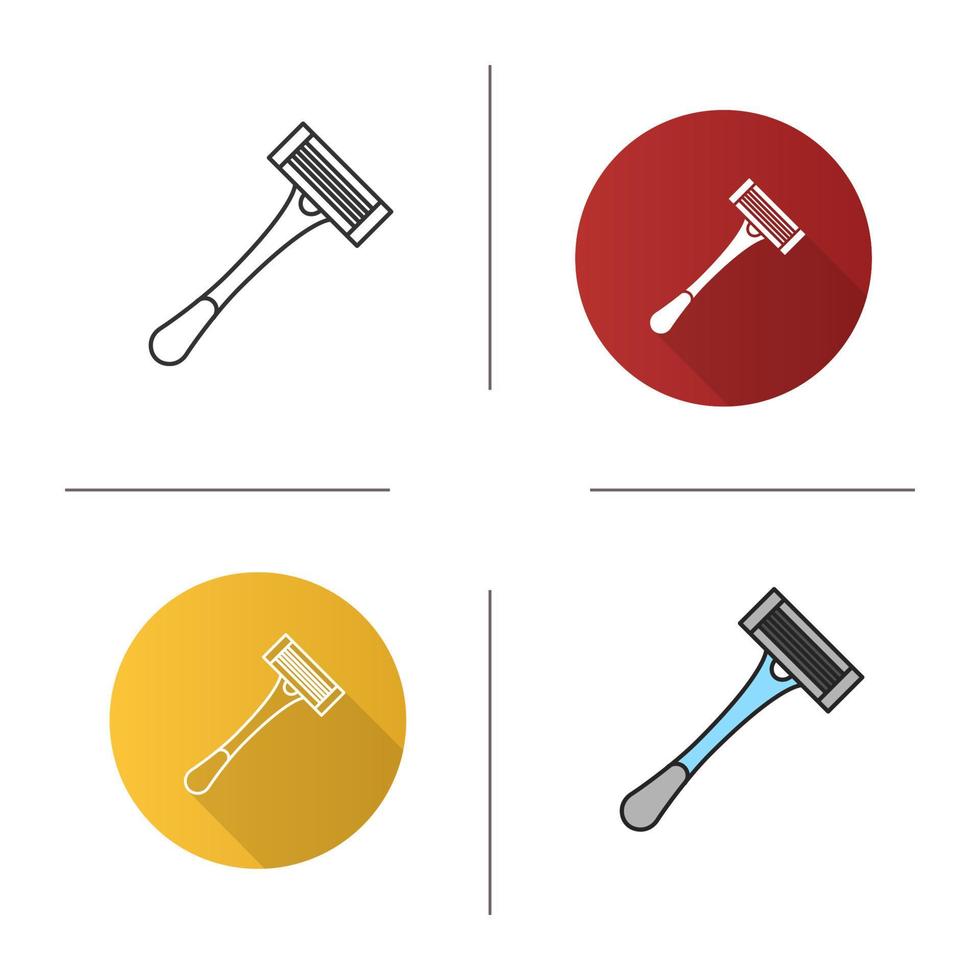 Razor icon. Shaving tool. Flat design, linear and color styles. Isolated vector illustrations