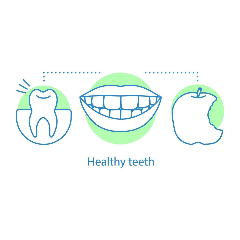 icono de concepto de dientes sanos. Ilustración de línea fina de idea de salud bucal. hermosa sonrisa. dibujo de contorno aislado vectorial vector