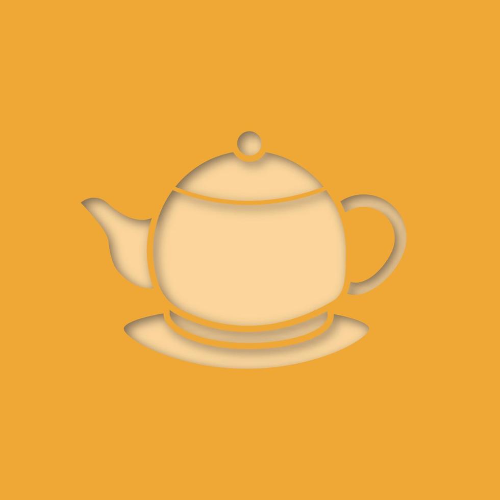 Teapot paper cut out icon. Kettle. Vector silhouette isolated illustration