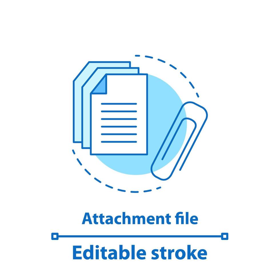 File attachment test concept icon. Attach document idea thin line illustration. Email attachment. Vector isolated outline drawing. Editable stroke