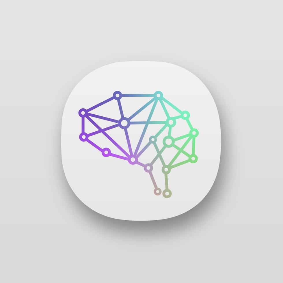 Artificial intelligence app icon. UI UX user interface. Neural network. Digital brain. Neurotechnology. Web or mobile application. Vector isolated illustration