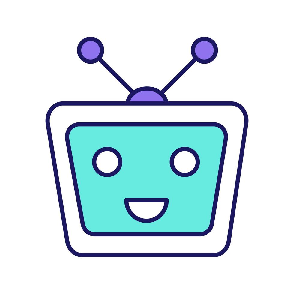 Chatbot color icon. Talkbot. Modern robot. TV laughing chat bot. Virtual assistant. Conversational agent. Isolated vector illustration