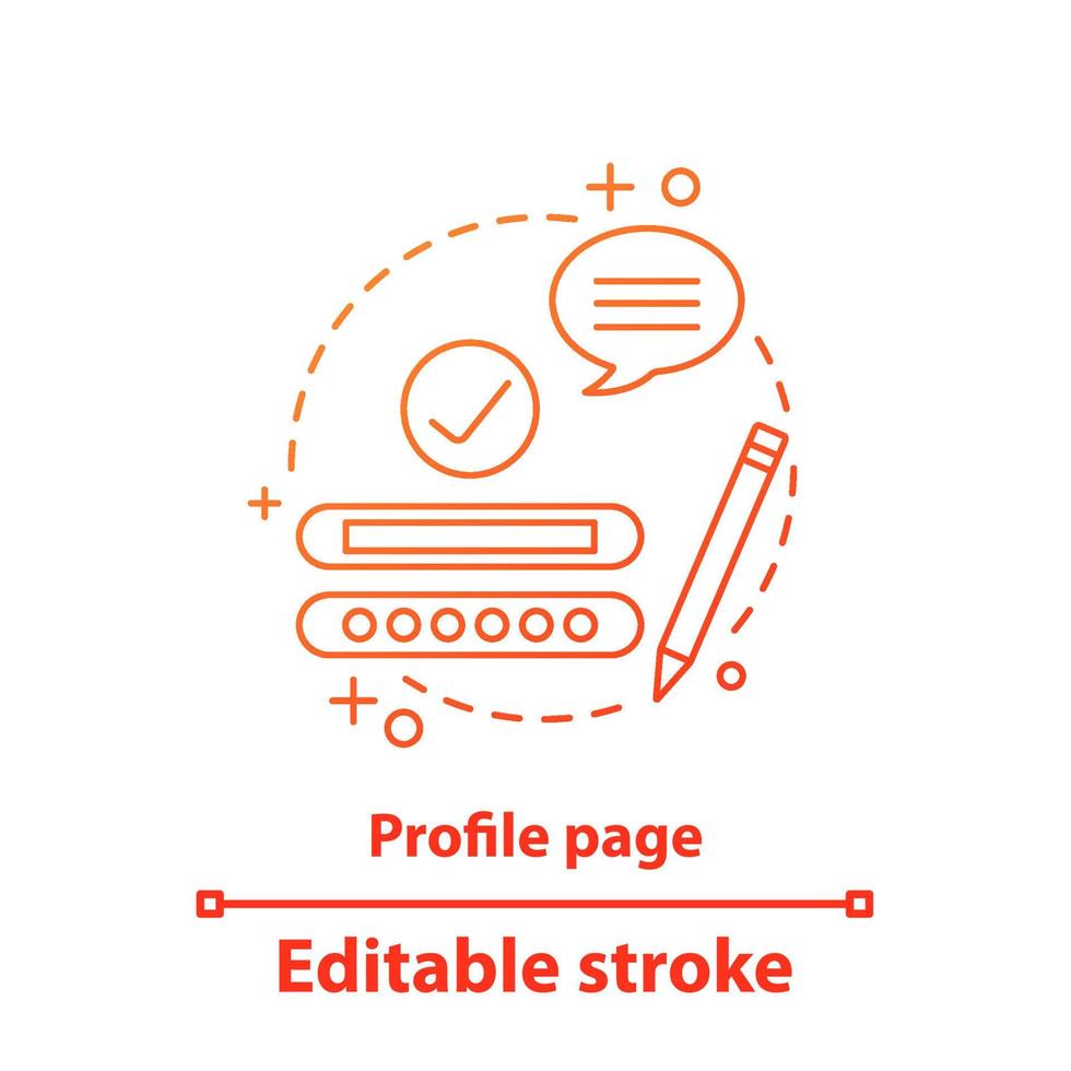 Profile page concept icon. User account. Messenger interface idea thin line illustration. Vector isolated outline drawing. Editable stroke