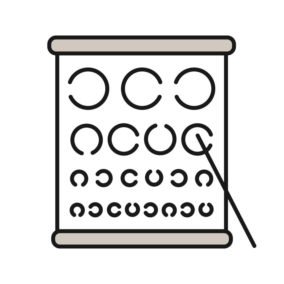 Eye exam chart color icon. Landolt vision test. Optotype. Isolated vector illustration