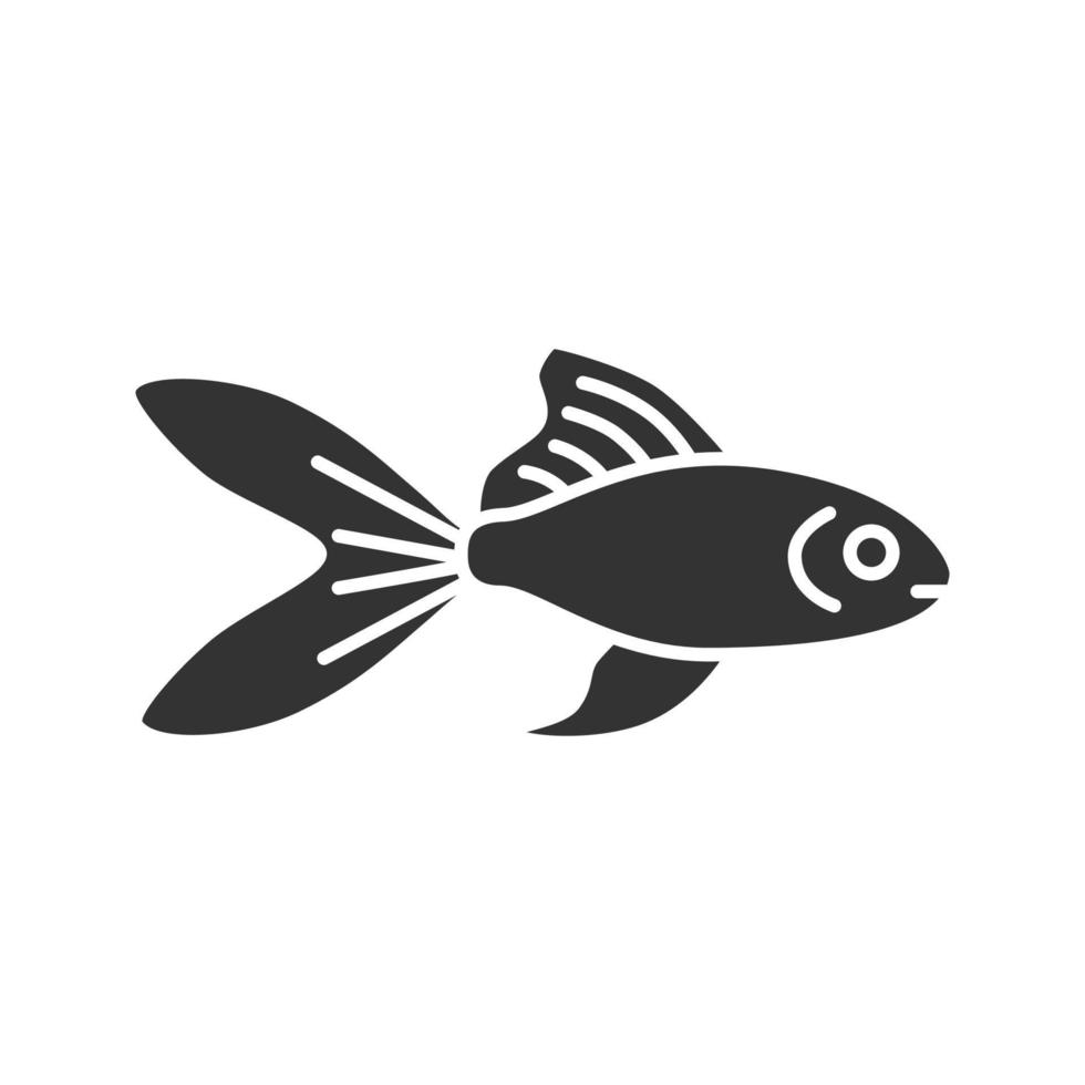 Aquarium goldfish glyph icon. Fishbowl pet. Silhouette symbol. Negative space. Vector isolated illustration