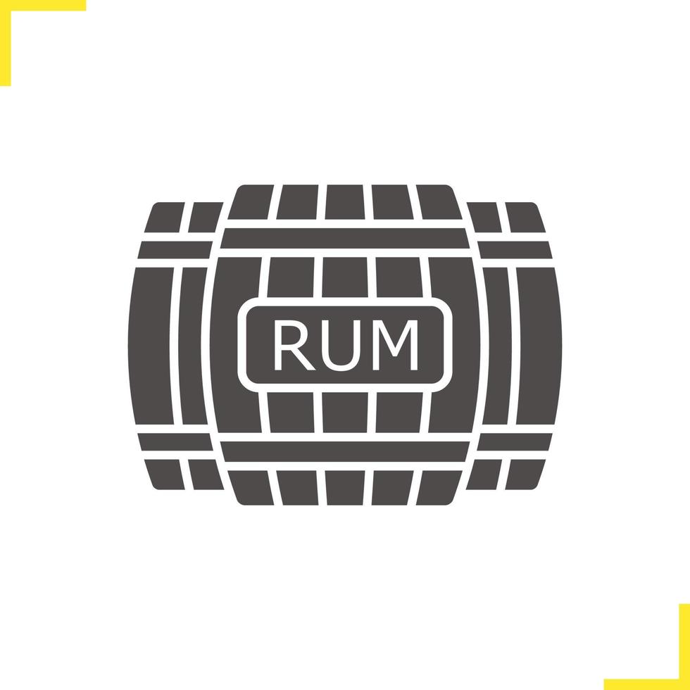 Rum wooden barrels glyph icon. Silhouette symbol. Alcohol wooden barrels. Negative space. Vector isolated illustration