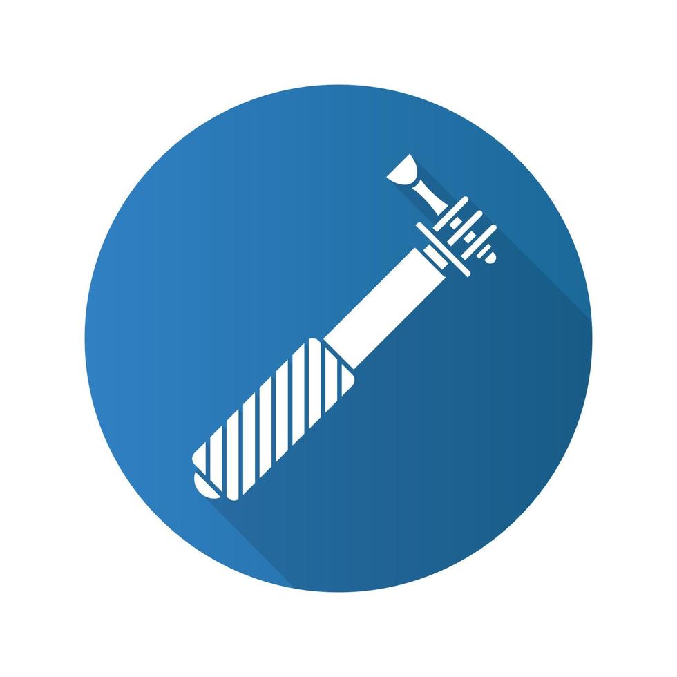 Monopod flat design long shadow icon. Selfie stick. Vector silhouette symbol