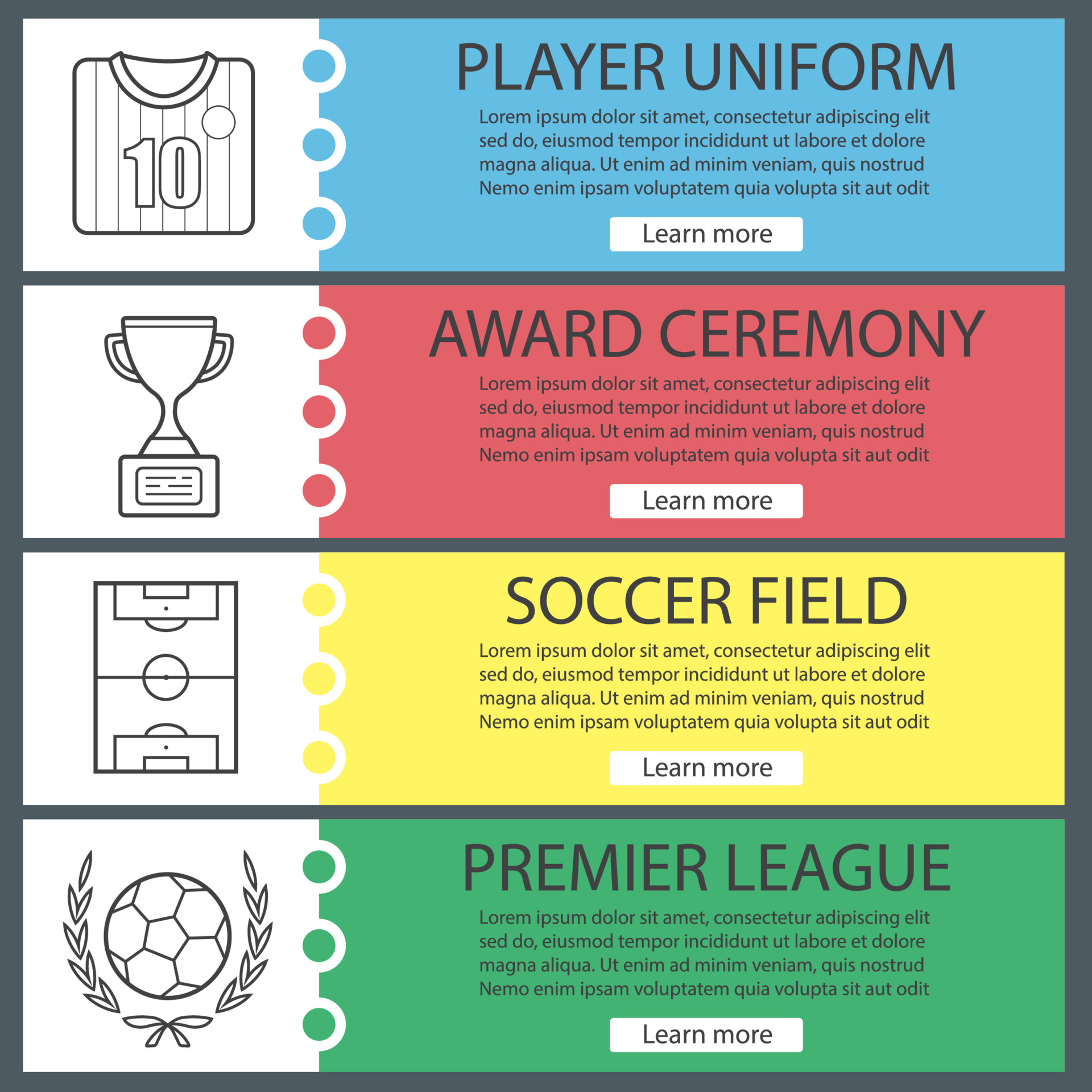 Soccer web banner templates set. Football player's uniform, ball in ...