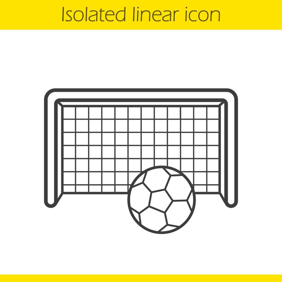 Soccer goal linear icon. Thin line illustration. Football gates and ball contour symbol. Vector isolated outline drawing