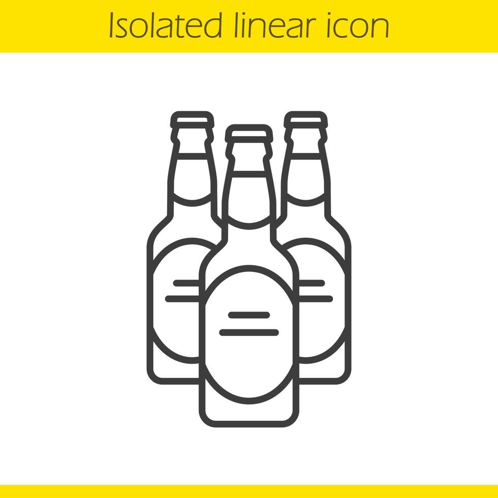 Beer bottles linear icon. Thin line illustration. Contour symbol. Vector isolated outline drawing