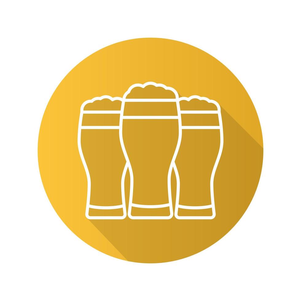 vasos de cerveza icono plano lineal larga sombra. símbolo de línea vectorial vector