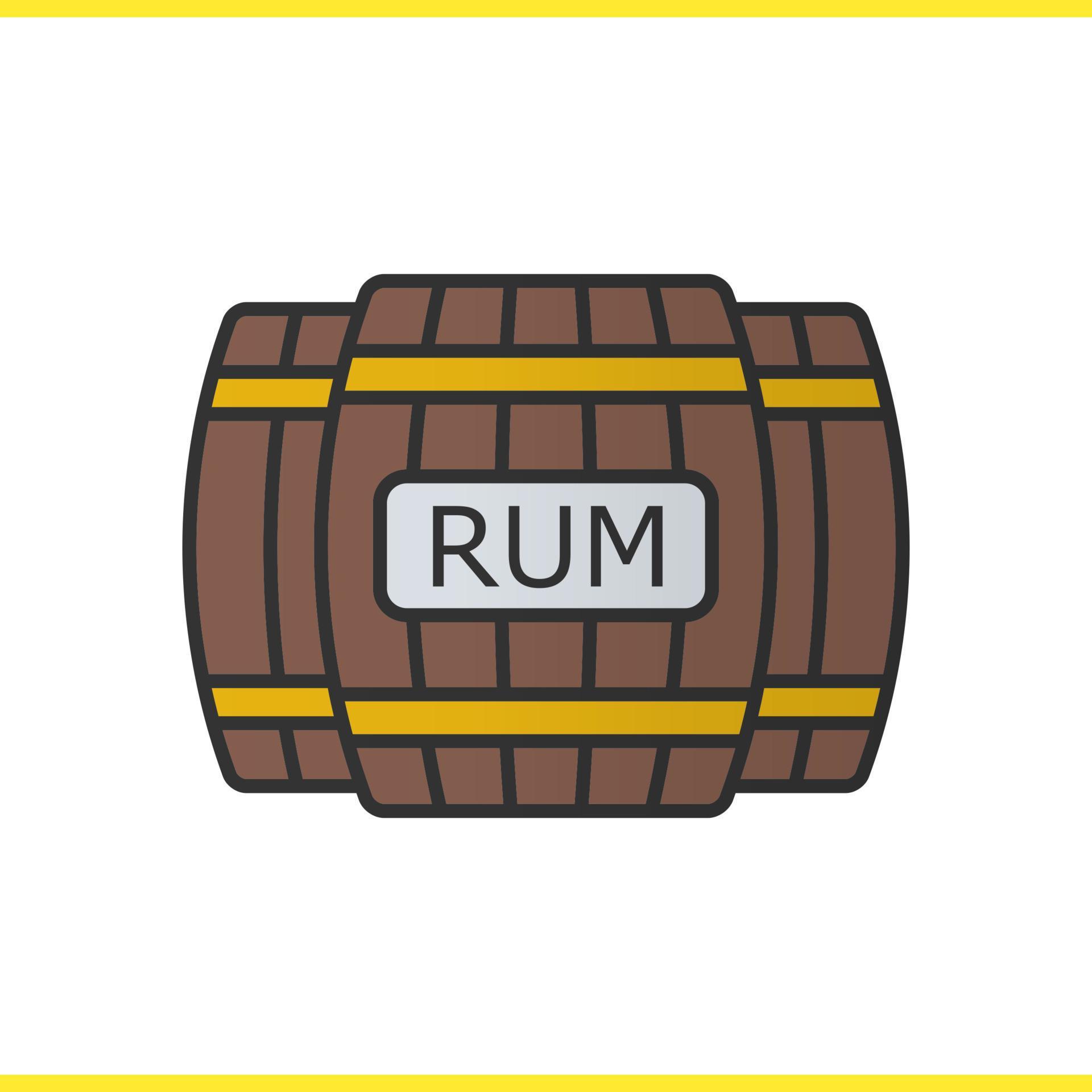 Rum wooden barrels color icon. Alcohol wooden barrels. Isolated vector