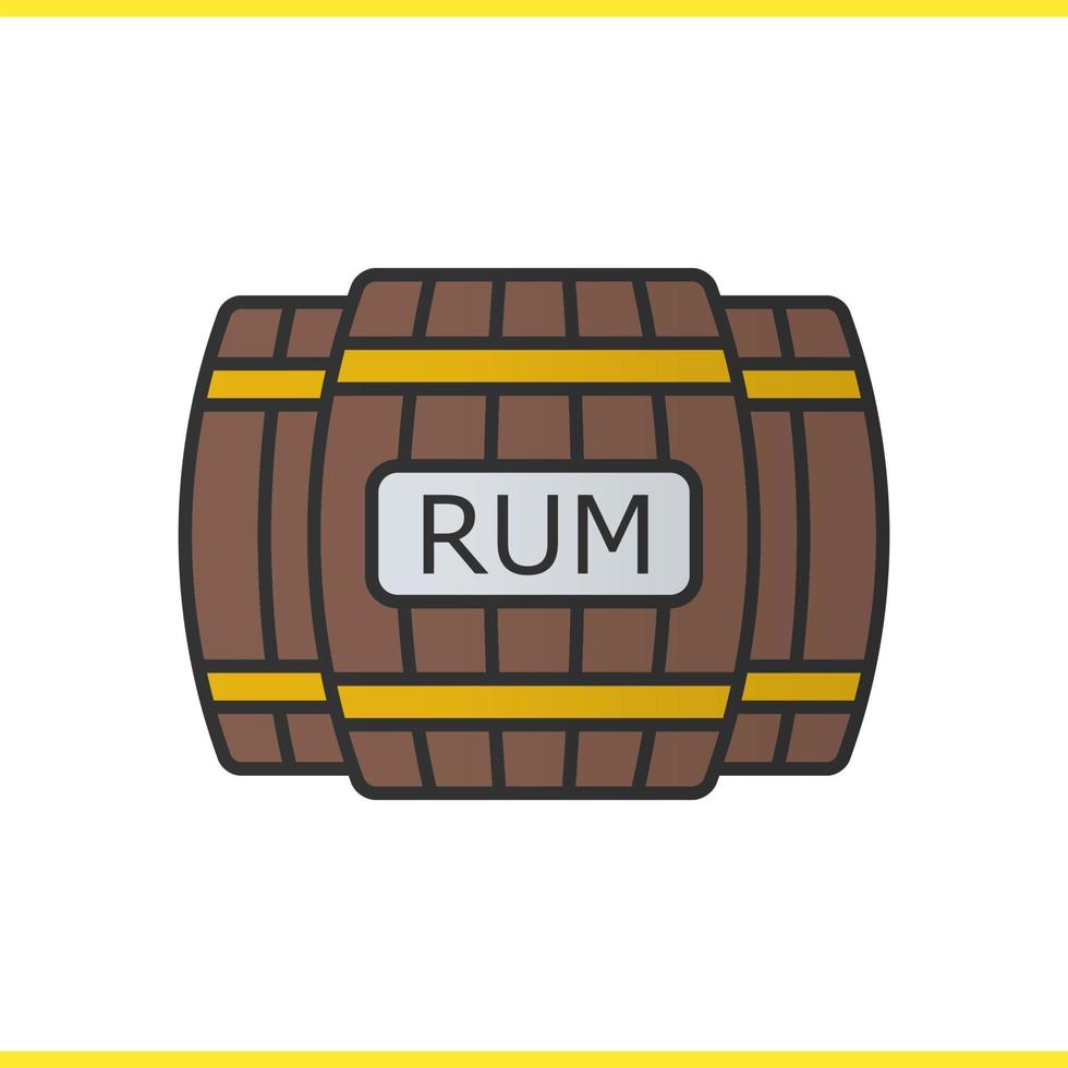 Rum wooden barrels color icon. Alcohol wooden barrels. Isolated vector illustration