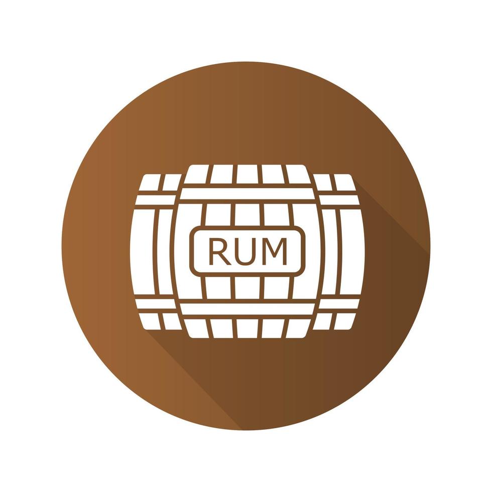 Rum wooden barrels flat design long shadow icon. Alcohol wooden barrels. Vector silhouette symbol