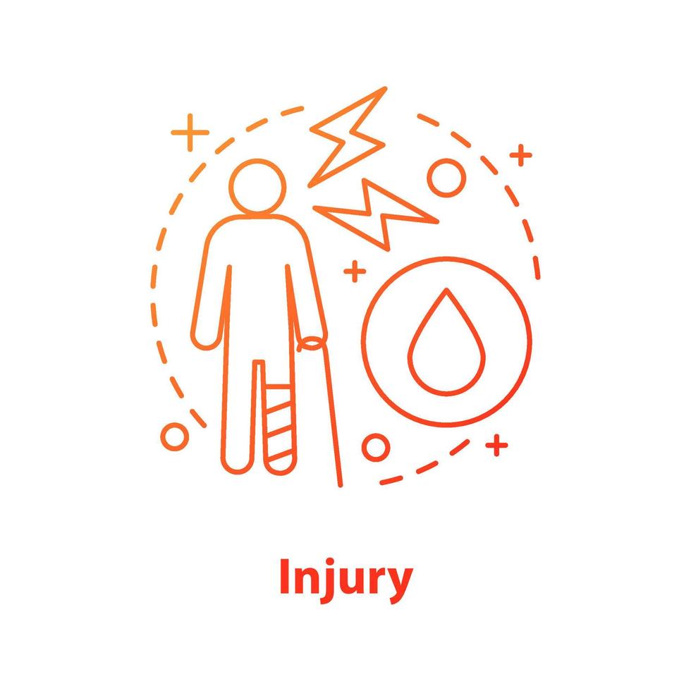 Injury concept icon. Health insurance idea thin line illustration. Accident. Healthcare. Vector isolated outline drawing