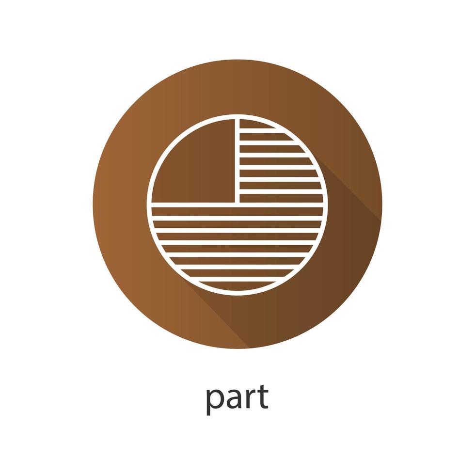 Circle diagram with missing part. Flat linear long shadow icon. Portion abstract metaphor. Vector line symbol