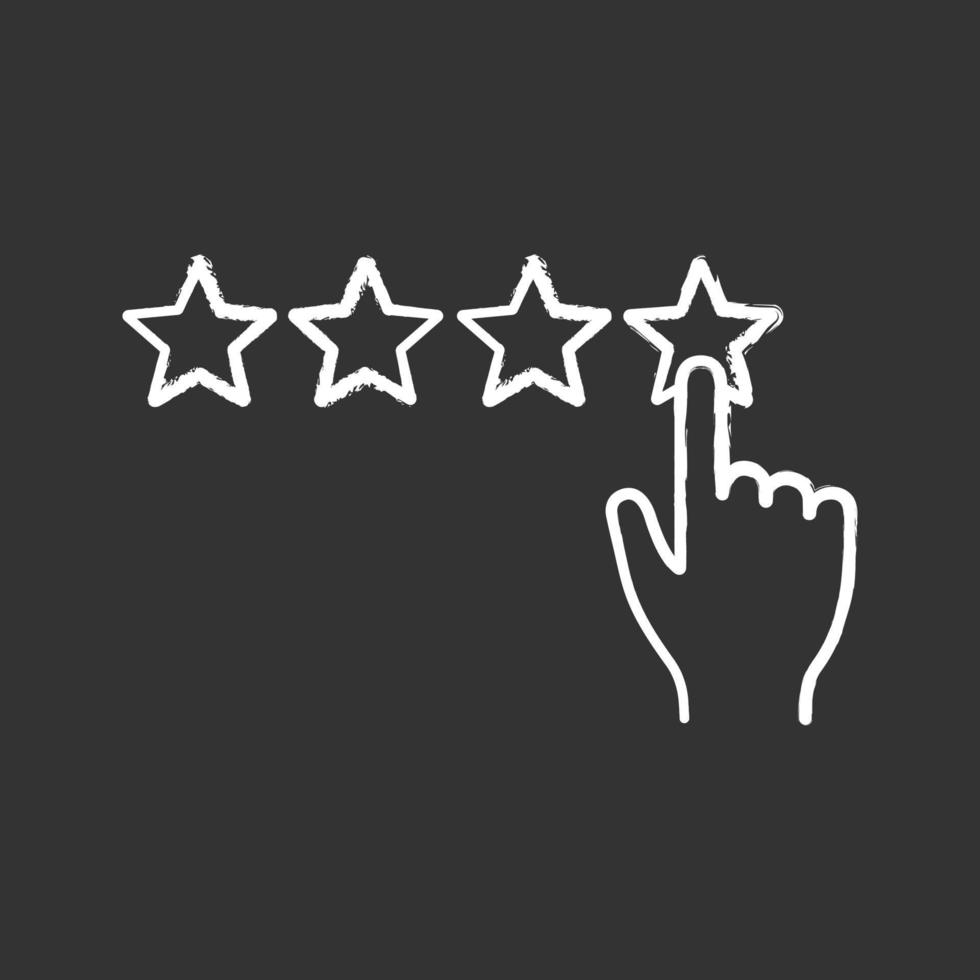 Five star rating chalk icon. Customer excellent review and feedback. High ranking. Client satisfaction. Isolated vector chalkboard illustration