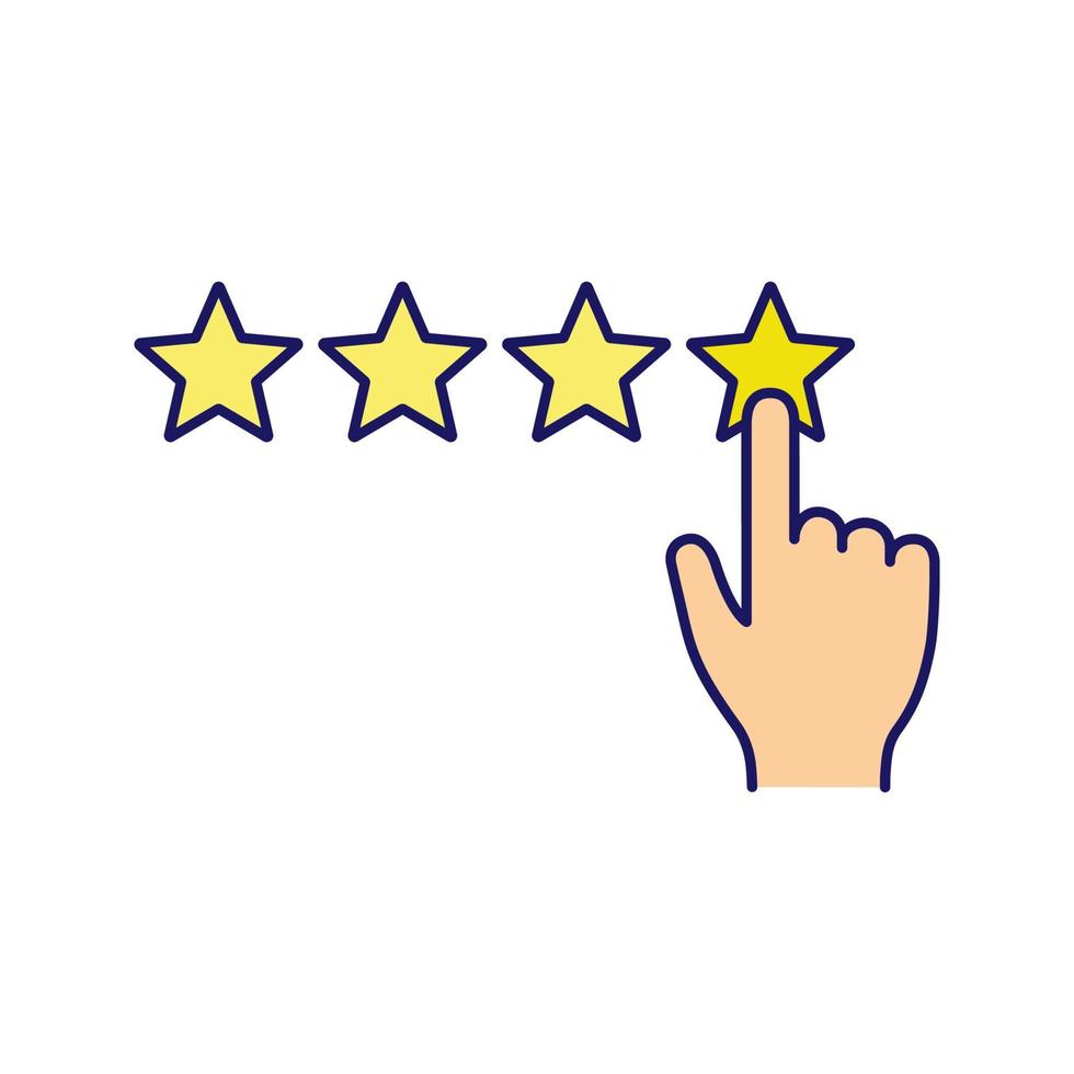 Five star rating color icon. Customer excellent review and feedback. High ranking. Client satisfaction. Isolated vector illustration