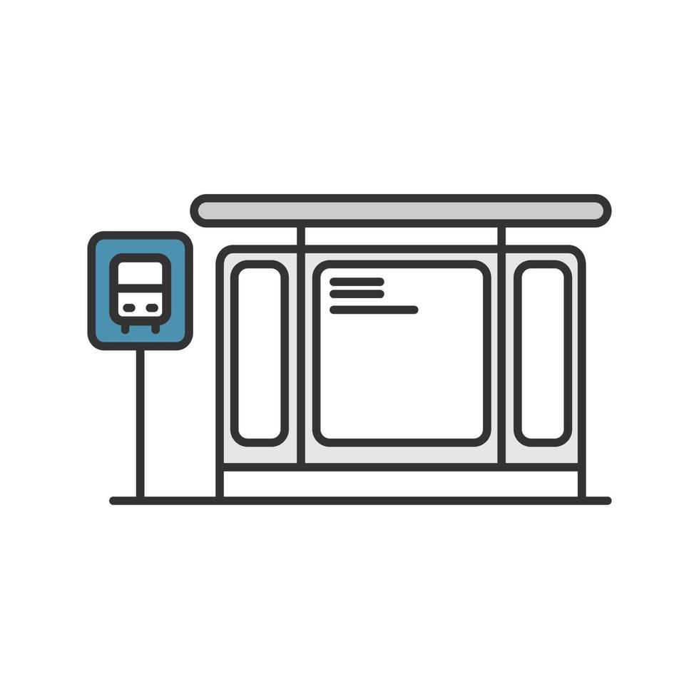 Bus station color icon. Isolated vector illustration