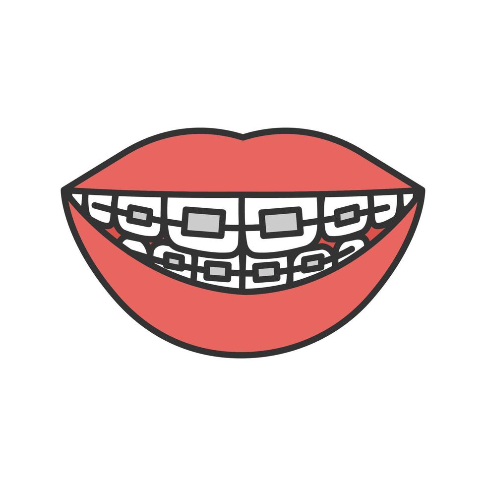 icono de color de aparatos dentales. alineación de los dientes. ilustración vectorial aislada vector