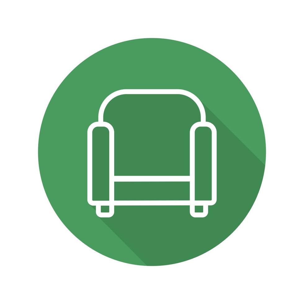 Armchair flat linear long shadow icon. Vector line symbol