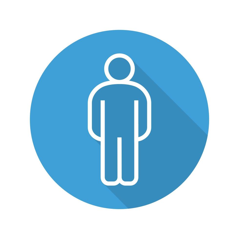 Man flat linear long shadow icon. Gentleman WC door sign. Vector line symbol
