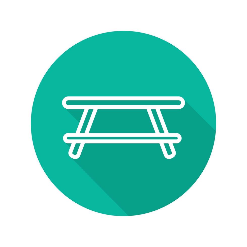 Wooden table flat linear long shadow icon. Vector line symbol