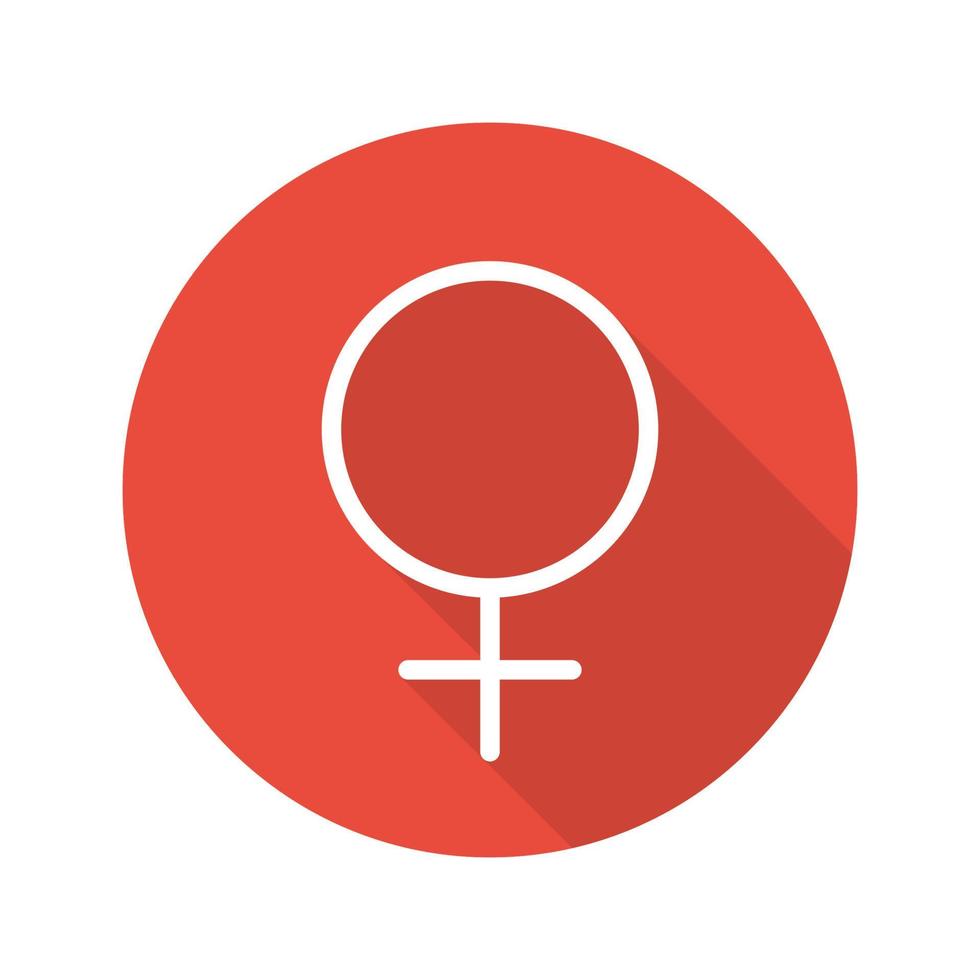 Women gender symbol. Flat linear long shadow icon. Ladies WC door sign. Vector line symbol