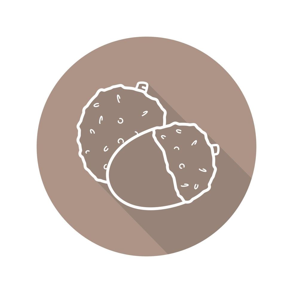 Lychee fruit flat linear long shadow icon. Vector line symbol