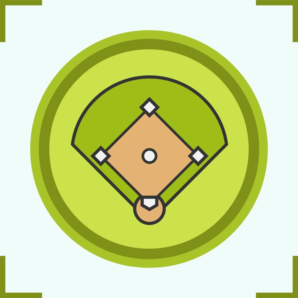 Baseball field color icon. Softball field scheme. Isolated vector illustration