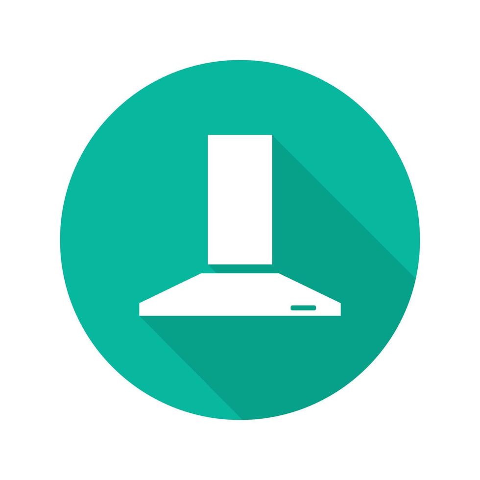 Range hood flat design long shadow icon. Extractor hood. Vector silhouette symbol