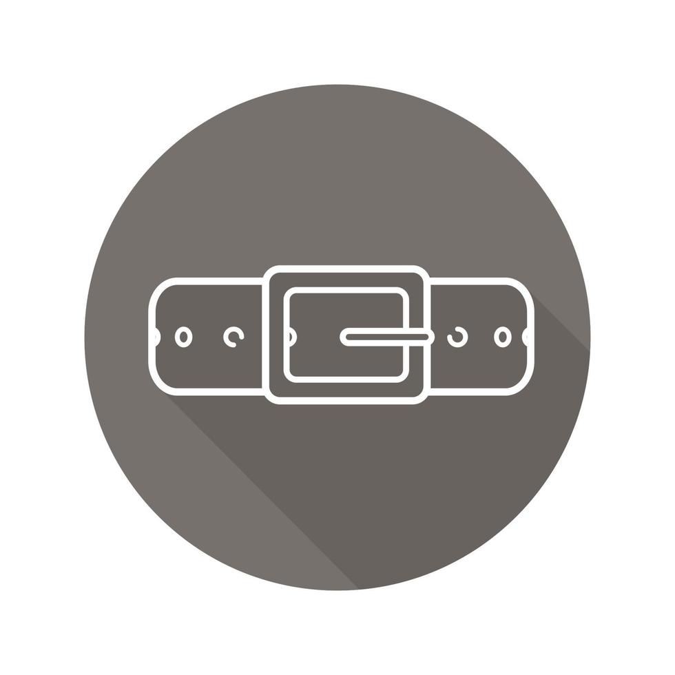 Leather belt flat linear long shadow icon. Vector line symbol