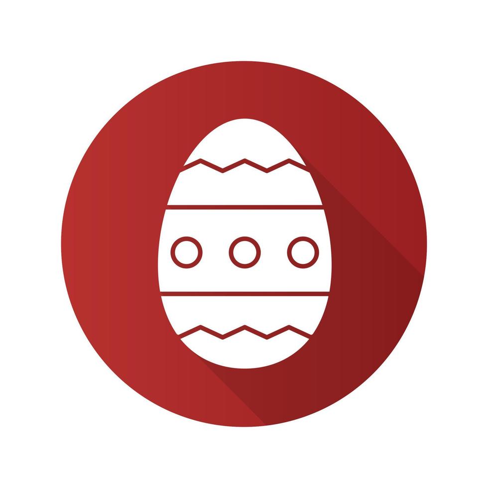 Easter egg flat design long shadow icon. Vector silhouette symbol