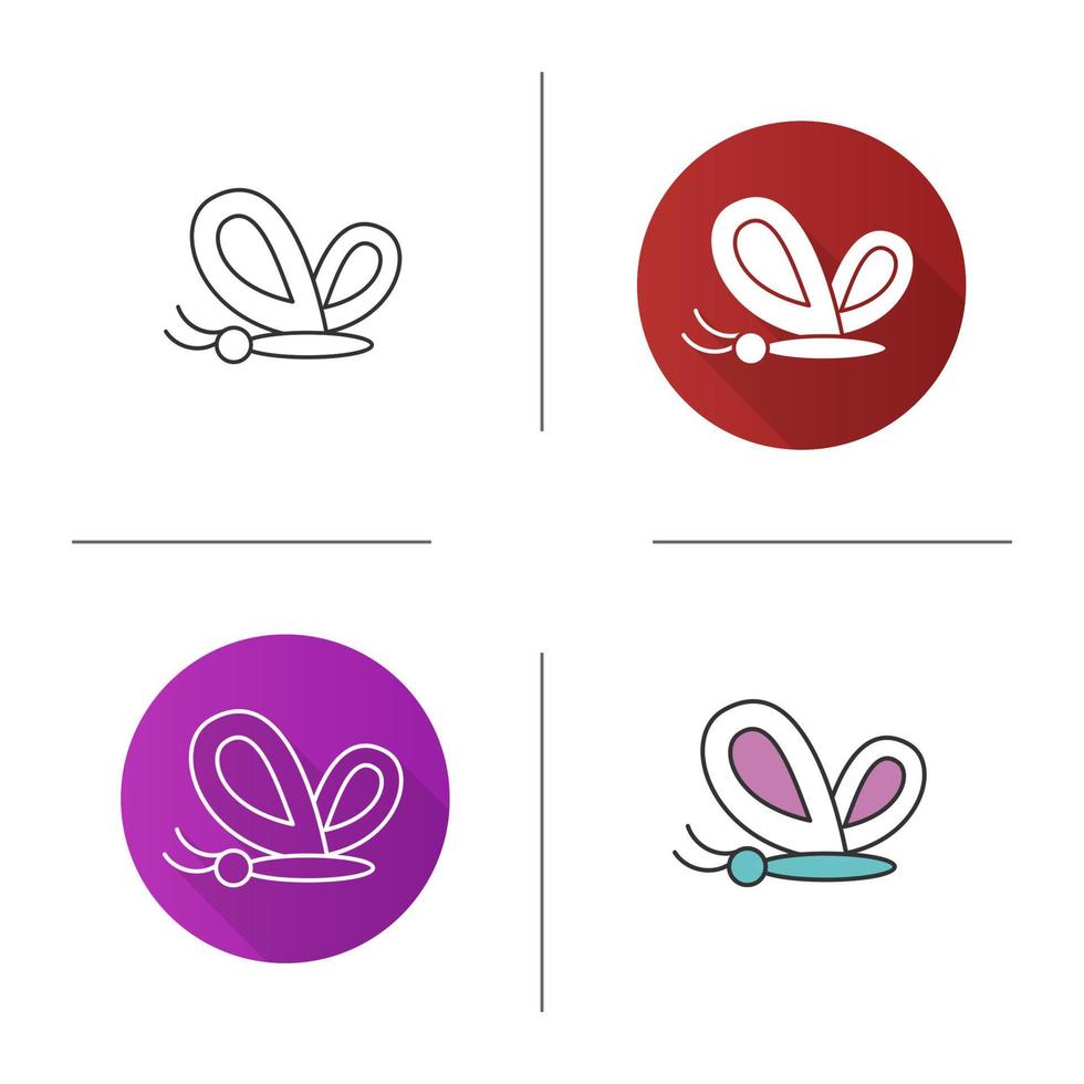 Butterfly icon. Flat design, linear and color styles. Moth. Isolated vector illustrations