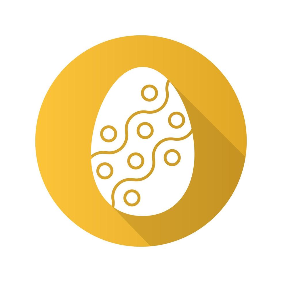 icono de la larga sombra de diseño plano de huevo de Pascua. símbolo de la silueta del vector