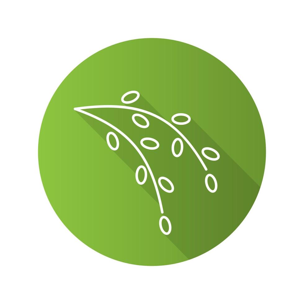 Catkins flat linear long shadow icon. Willow branches. Vector line symbol