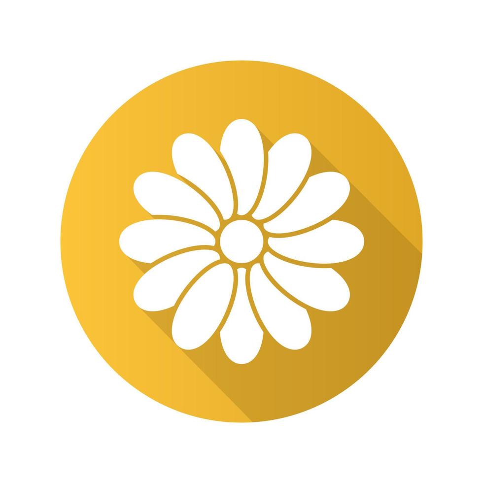 Camomile flat design long shadow icon. Flower. Vector silhouette symbol