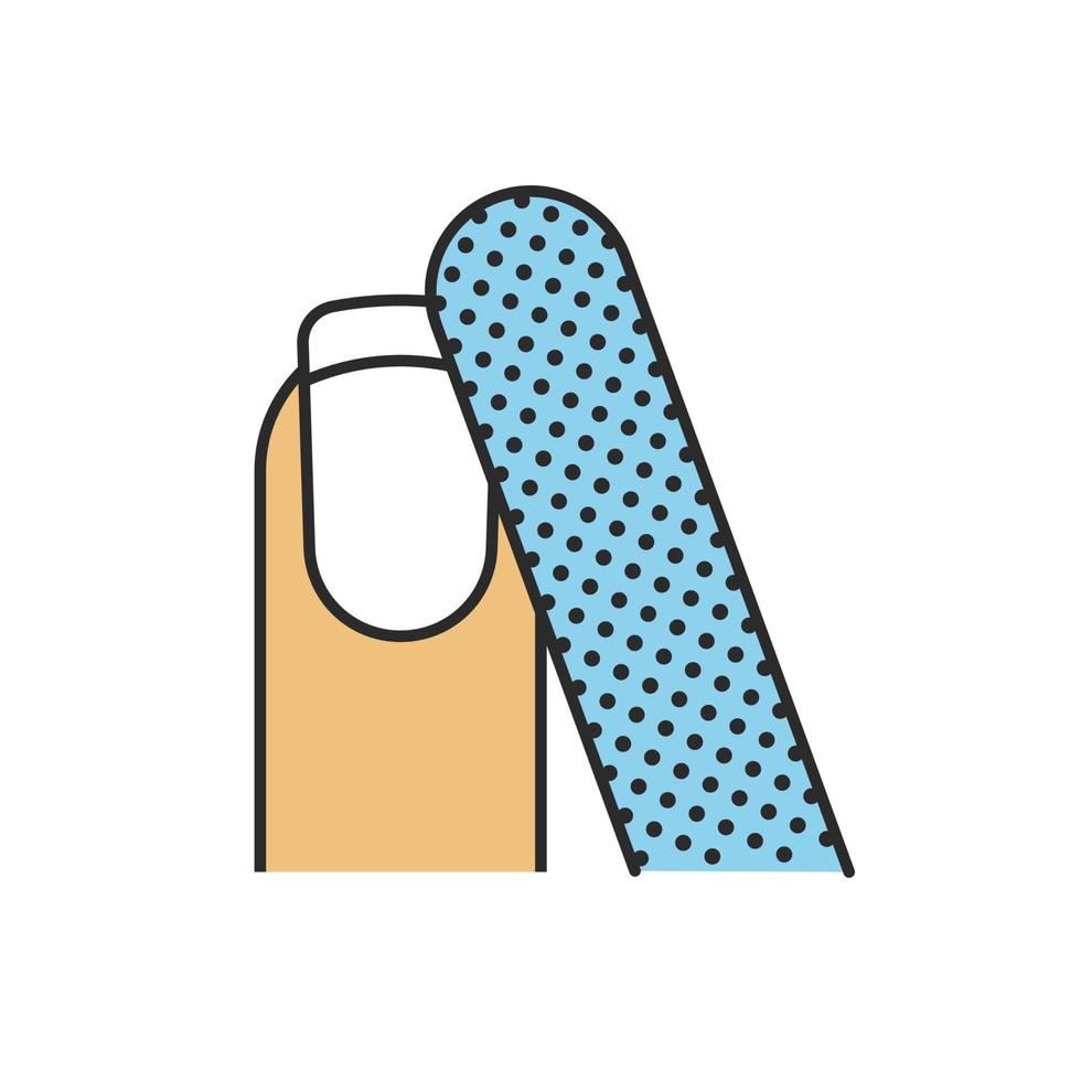 Nail filing color icon. French manicure. Woman's nail with file. Isolated vector illustration