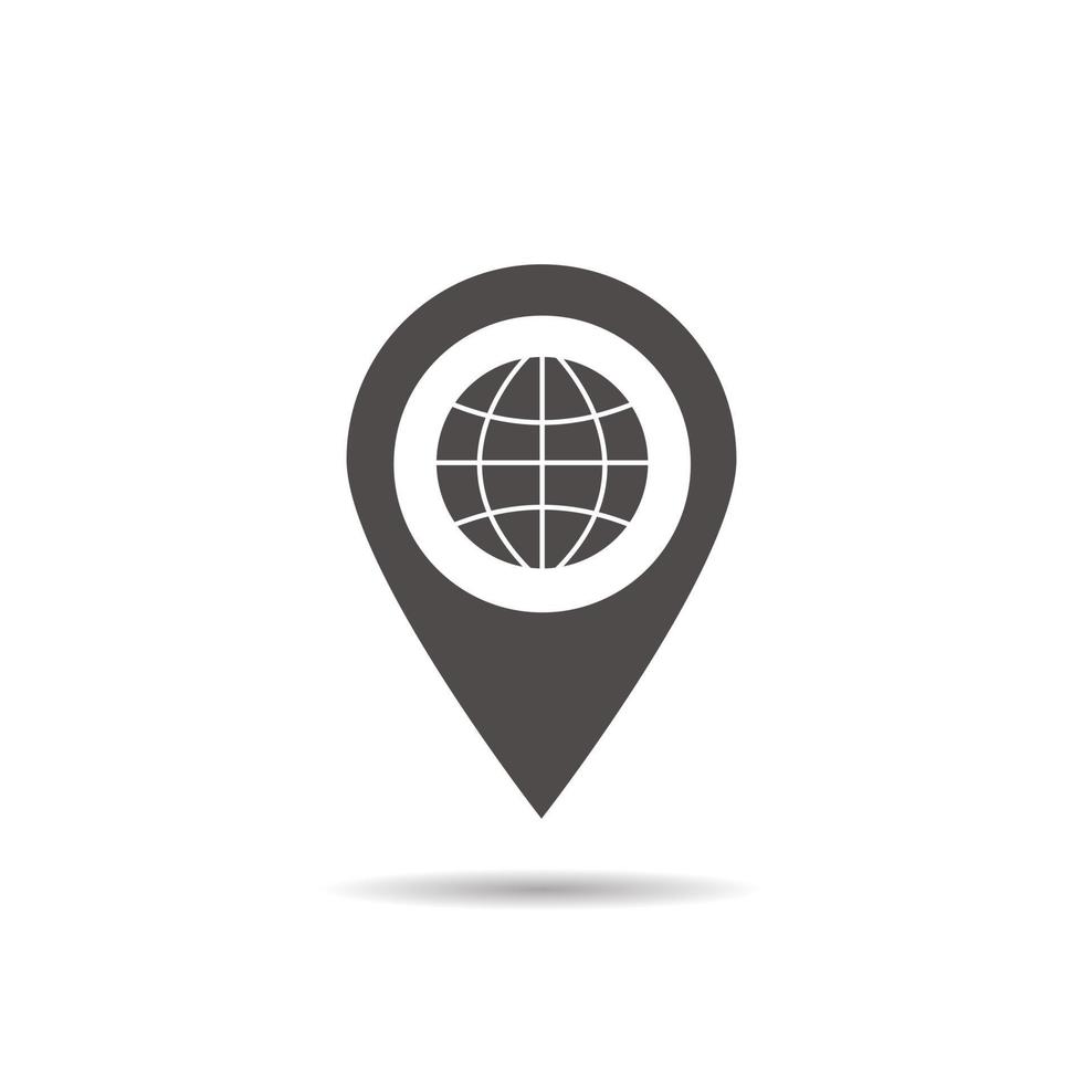 Nearby internet cafe location glyph icon. Drop shadow map pointer silhouette symbol. Cybercafe pinpoint. Vector isolated illustration